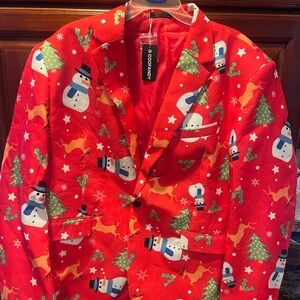 Christmas Blazer with Snowman Tree Print Size XXL
